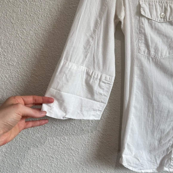 James Perse Womens Size 2 Medium White Sheer Slub Side Panel Shirt Minimal Boho - Picture 11 of 11